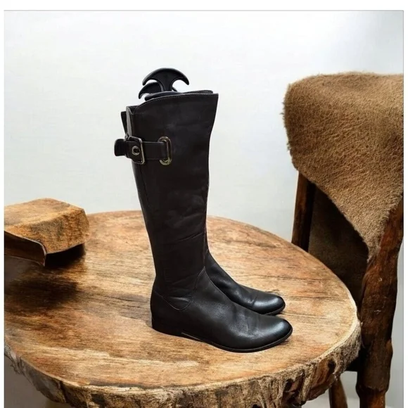 Strimma Women's Luxury chocolate Leather Lined Low Heel Tall Boots Size EU 38 - Picture 15 of 15